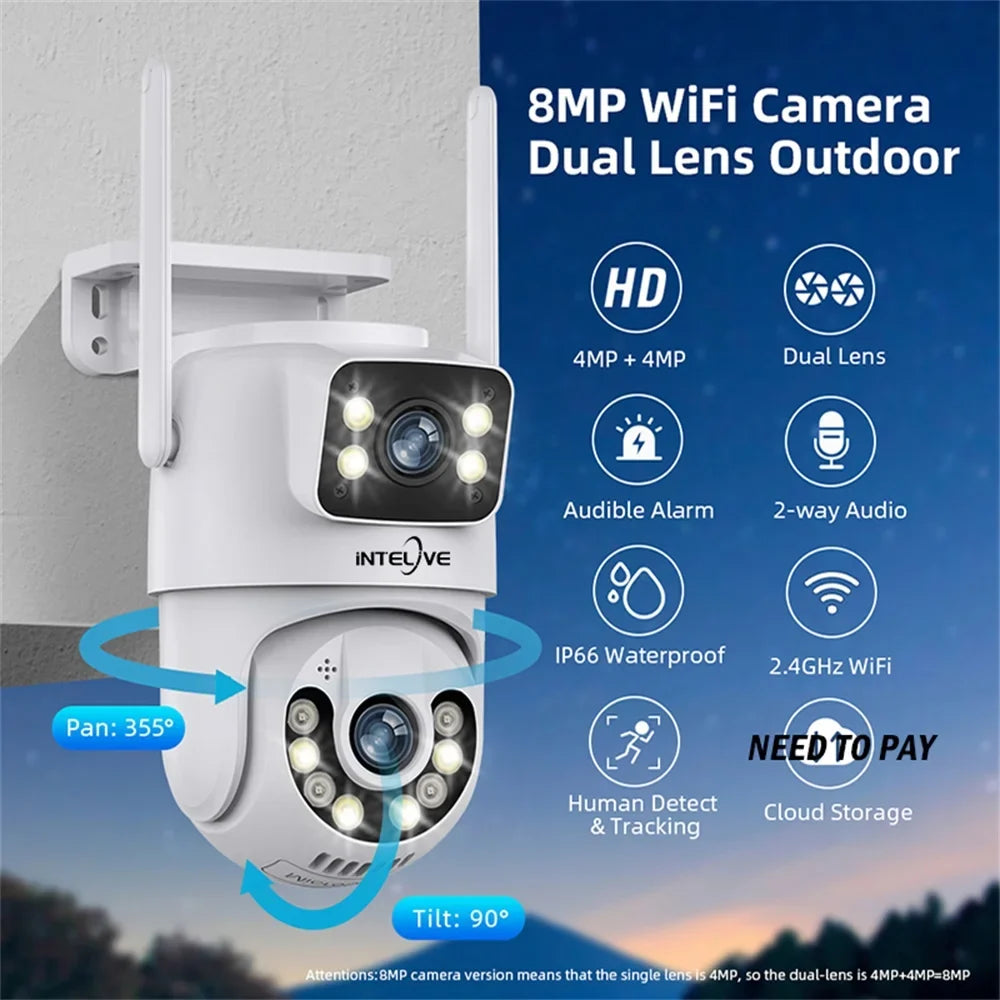4K Security Camera with Floodlight, Human Deduction Wireless Outdoor Camera, Rechargeable Powered Home Surveillance Camera with Full Color Night Vision Two Way Voice