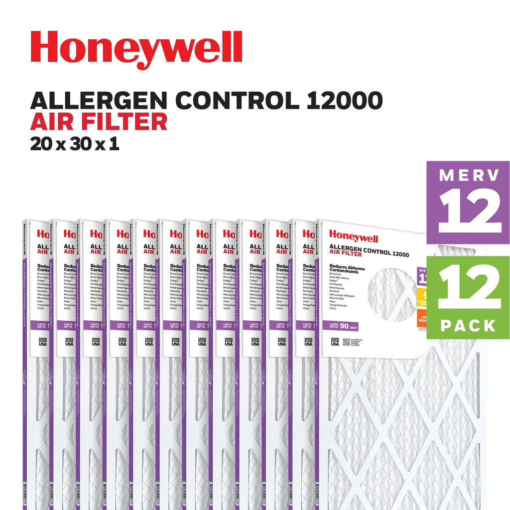 Honeywell 20x30x1  12 Pleated  Furnace Air Filter -12 Pack