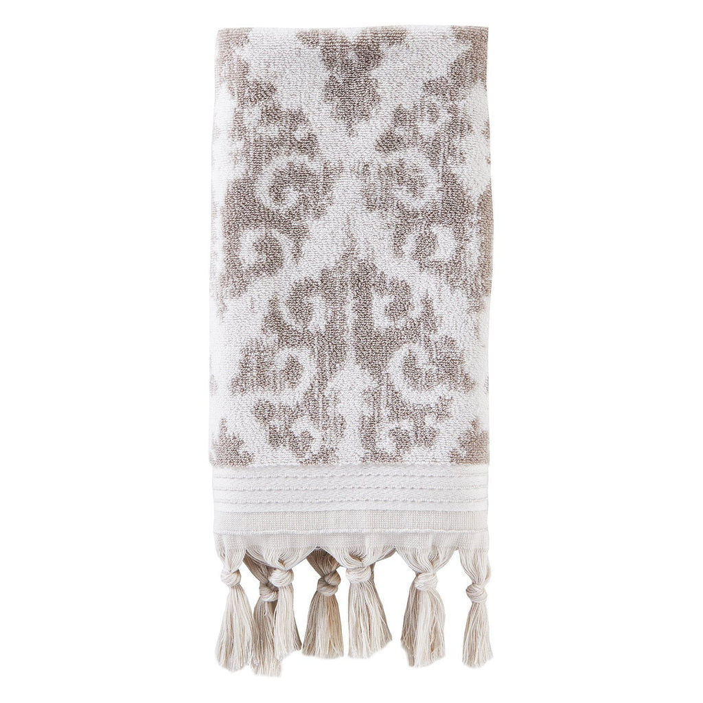 Home Mirage Fringe Hand Towel (2-Pack), Taupe, 16" x 26"