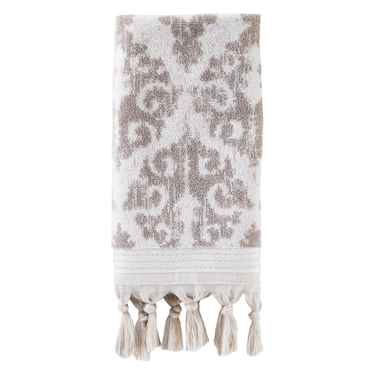Home Mirage Fringe Hand Towel (2-Pack), Taupe, 16" x 26"