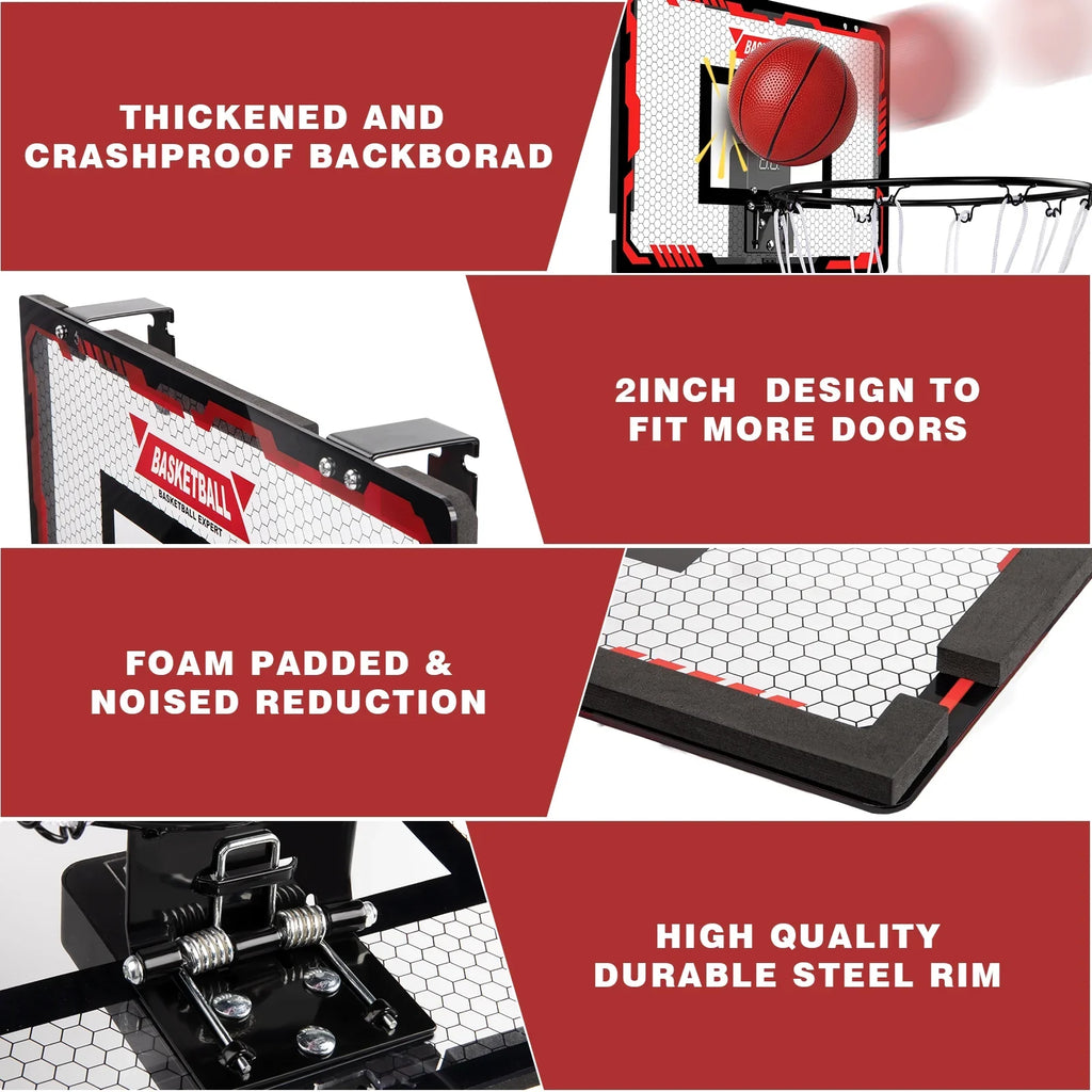 Indoor Basketball Hoop for Kids, Indoor Over The Door Basketball Hoops,  Light Mini Basketball Goals with 2 Balls & Electronic Scoreboard, Christmas Toys Gifts for 5 6 7 8 9 10 11 12+ Year Old Boys