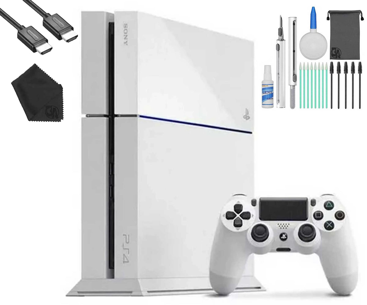 Pre-Owned Sony PlayStation 4 500GB Gaming Console White,  Cable With Cleaning Kit (Refurbished: Like New)