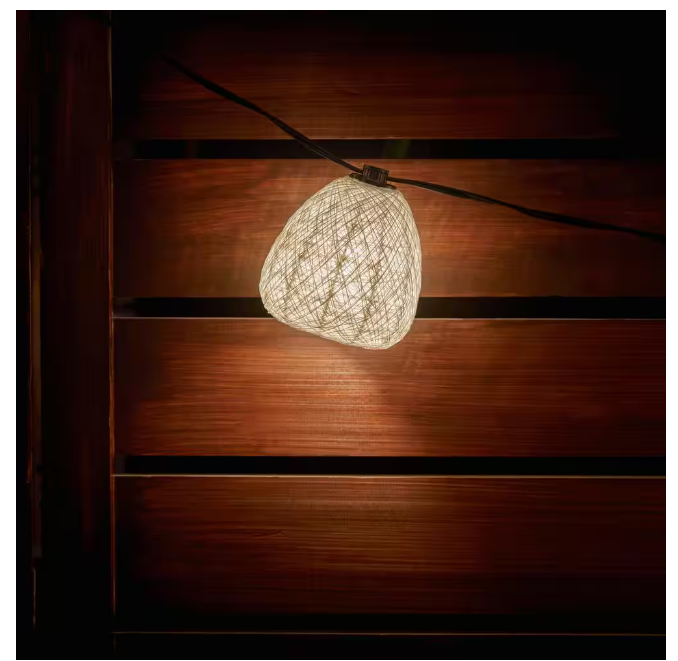 Hampton Bay Outdoor/Indoor 11 ft. Plug-In Mini Bulb  Natural Fiber String Light (10-Heads)