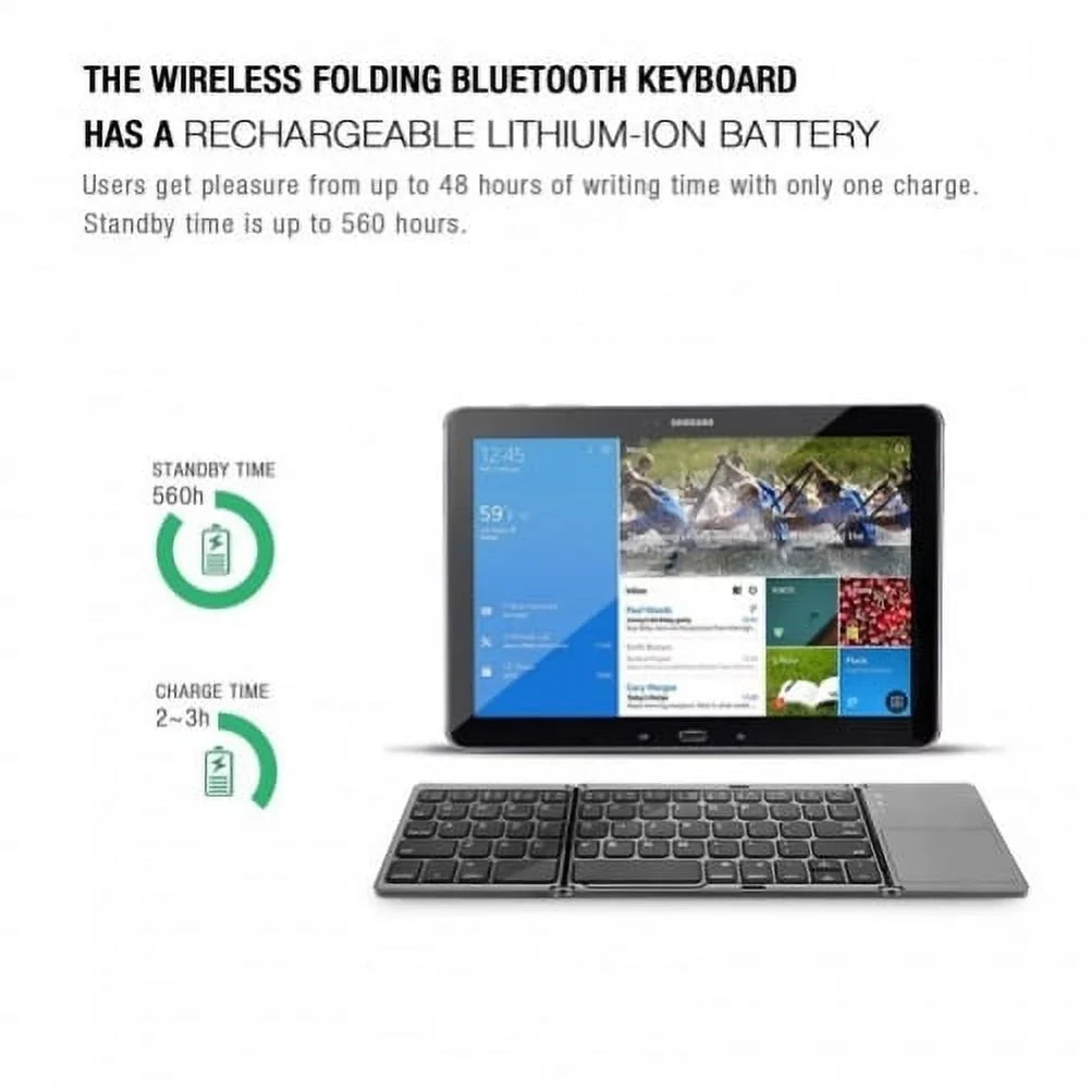 Rechargeable Folding Wireless Keyboard Portable Compact  for iPad Pro 12.9 (2019) 10.5 9.7 4 3 2 -  Zenfone  Live Max Plus ,  Phone,  5z 5Q 4 Pro, Google Nexus 2 7