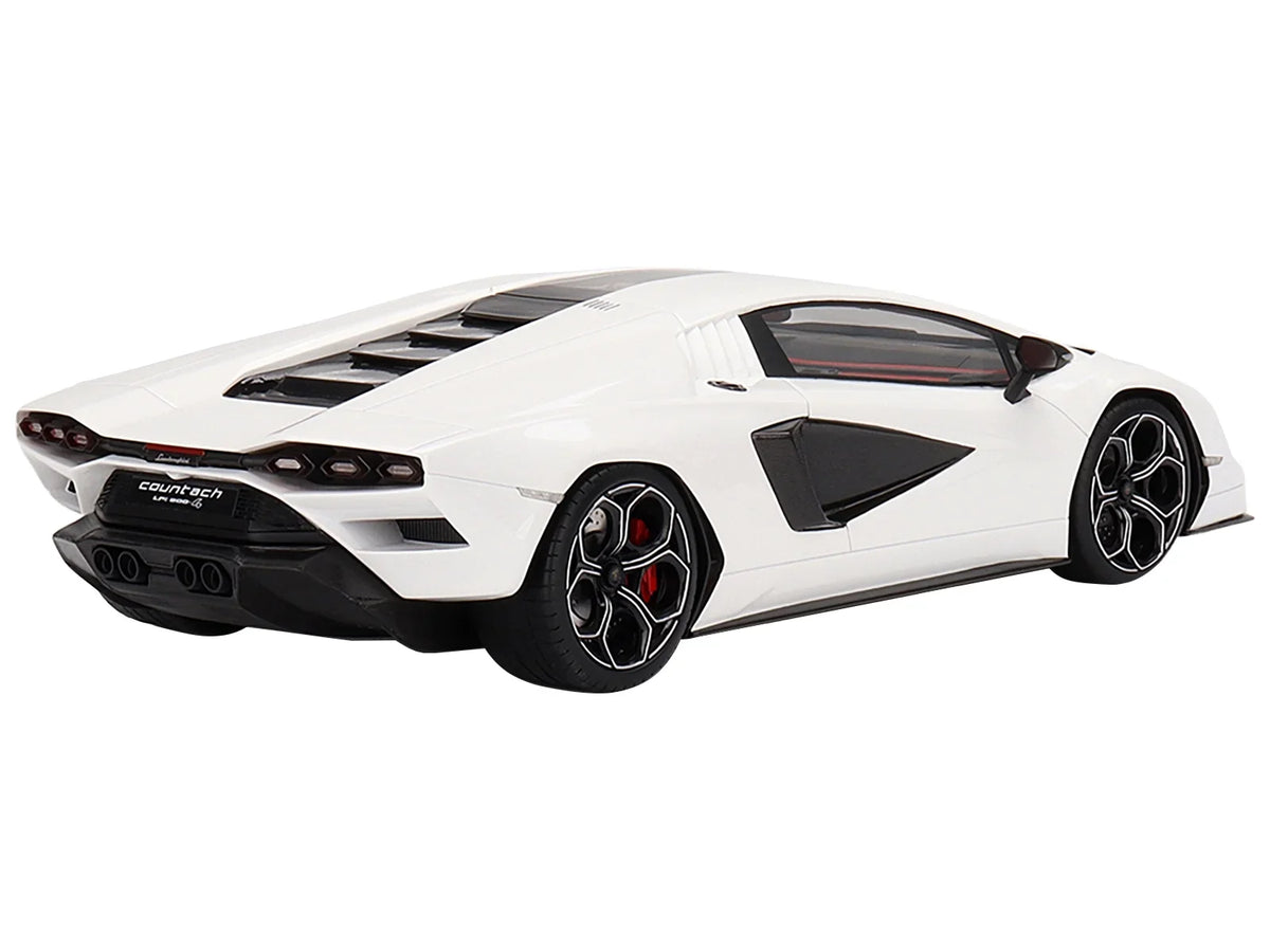 Diecast Lamborghini Countach  800-4 Bianco Siderale White with Black Accents 1/18 Model Car by Top Speed