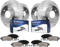 Detroit Axle - Brake Kit for 2012-2020 Ford -150 Drilled & Slotted Disc Brake Rotors and Ceramic Brakes Pads 2013 2014 2015 2016 2017 2018 2019 Front and Rear Replacement