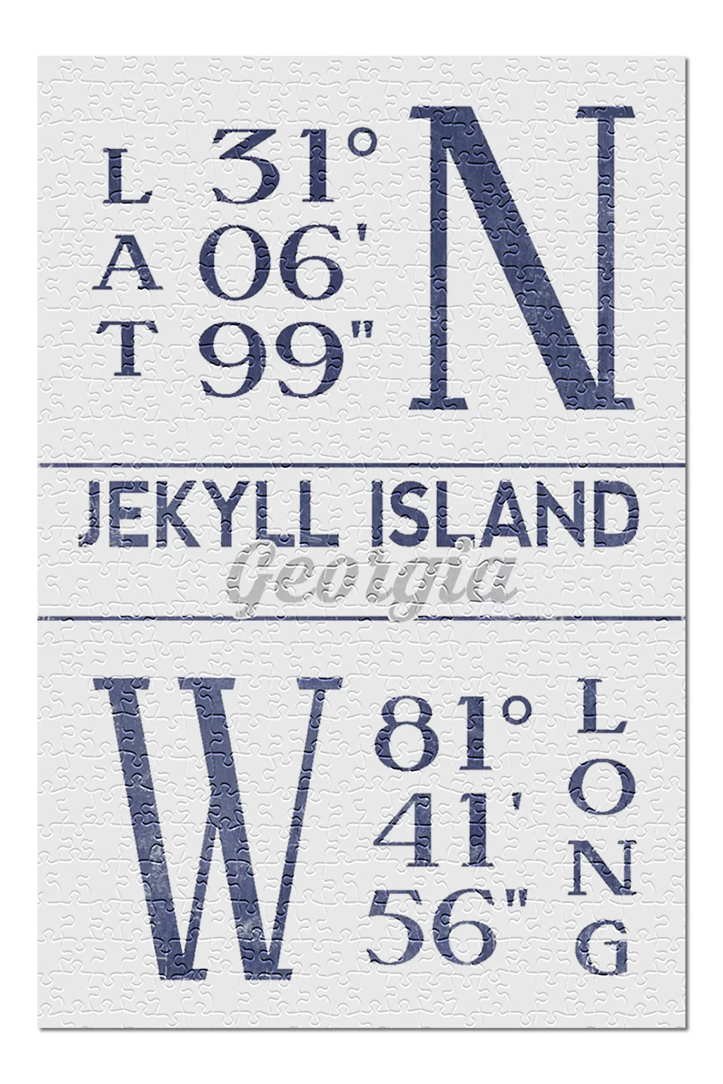 Jekyll Island, Georgia, Latitude and Longitude (Blue) (19x27 inches, Premium 500 Piece Jigsaw Puzzle for Adults and Family, Made in )