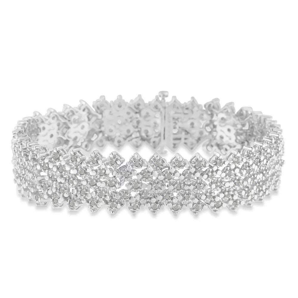 .925 Sterling Silver 3ct  Diamond Multi-Row Tennis Bracelet (-, -Promo)
