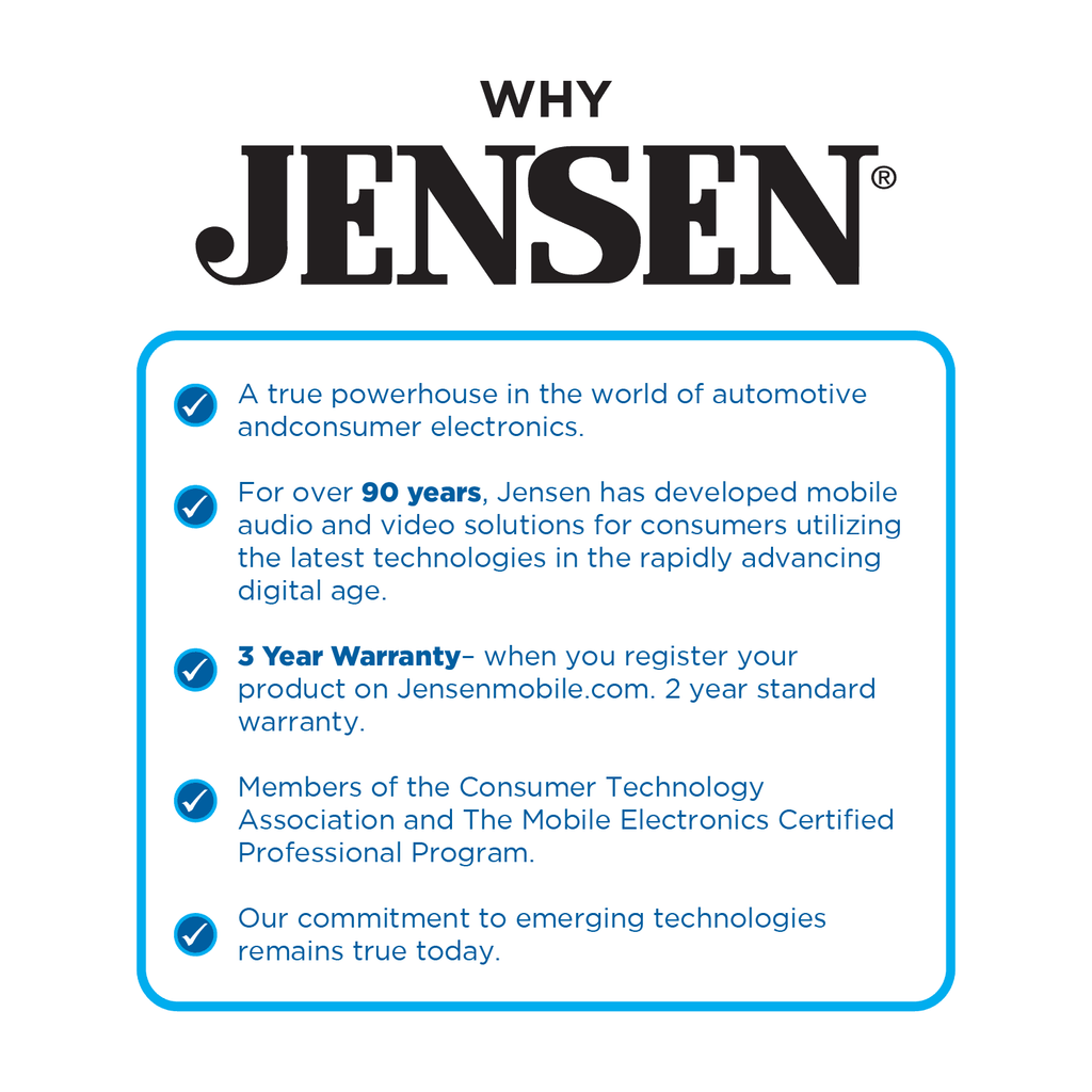 Jensen  7-inch Certified Apple CarPlay Android Auto, Wired or Wireless, Double  Car Stereo Radio, New