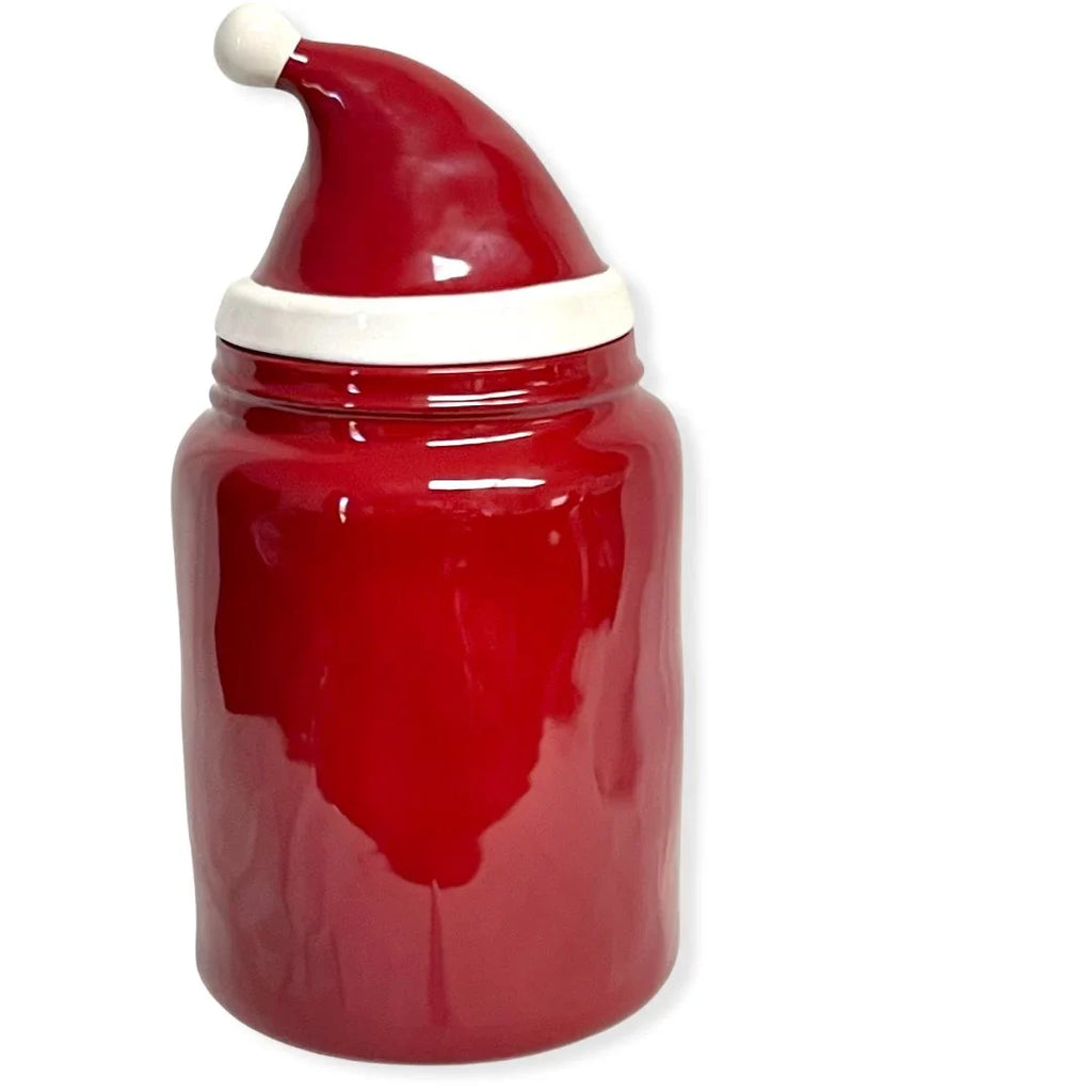 Rae Dunn Red   Font Canister Round Container With Hat Topper