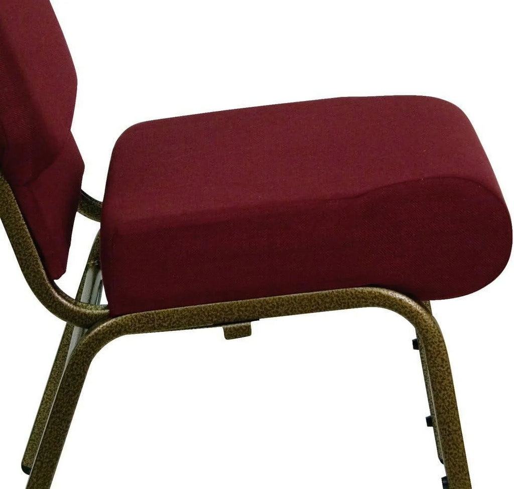Series 21'' Stacking Church Chair In Burgundy Fabric - Vein Frame