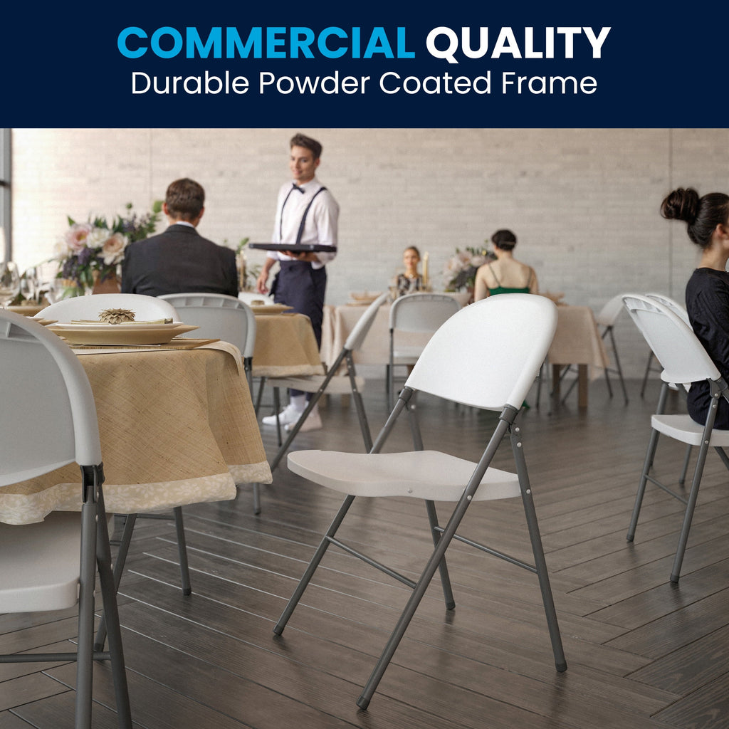 Flash Furniture  Series 330 lb. Capacity Granite White Plastic Folding Chair with Charcoal Frame