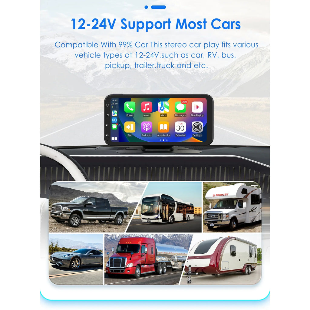 Hizpo  Navigation Bluetooth 6.25 Inch Touchscreen 360° Adjustable  Car Radio Stereo Head Unit Receiver With Apple Carplay Android Auto And Backup Camera