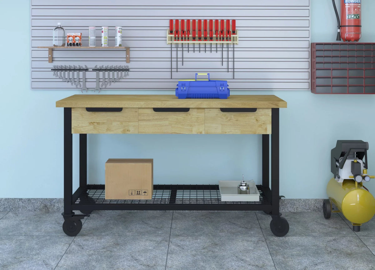 Rove 62" Industrial Metal & Wood Workbench