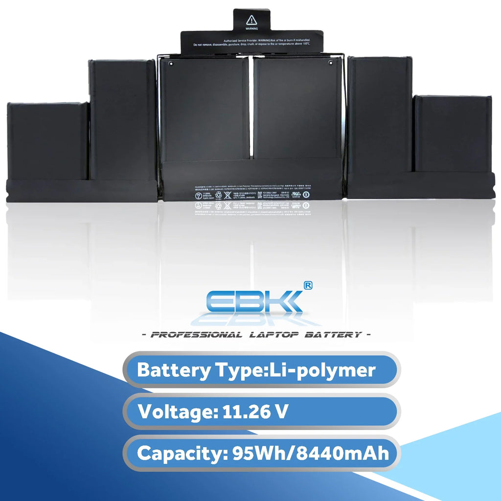 Battery Compatible Mac  Mac Book Pro 15" Retina (Late 2013 & Mid 2014), Fits   (11.26V 95Wh 8440mAh)