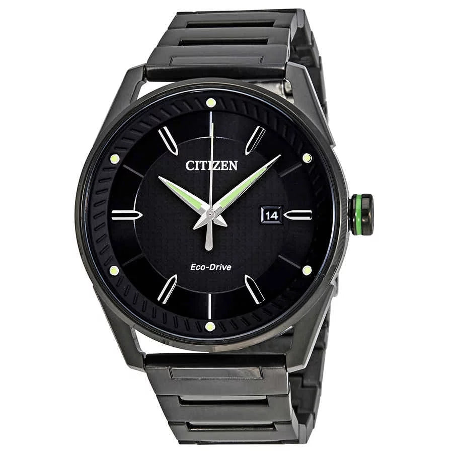 Citizen Men's Eco-Drive Black  Stainless Steel Watch -55E