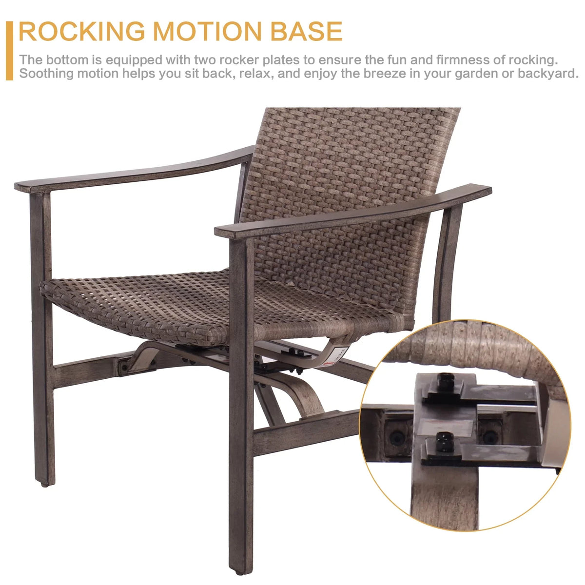 5 Piece Patio Furniture Set with Fire Pit Table, 4 Wicker Rocking Motion Chairs & 33.8"x27.2" 15000  Propane Gas Firepit Table, All-Weather Outdoor Conversation Set for Yard Garden Deck