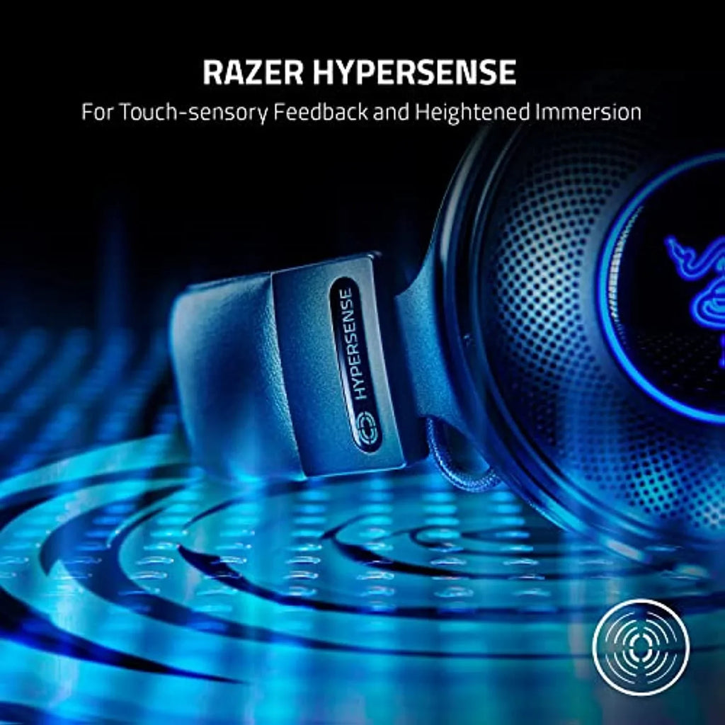 Razer Kraken  Hypersense Wired Usb Gaming Headset /Haptic Technology: Triforce Titanium 50Mm Drivers - Thx Spatial Audio - Hybrid Fabric & Leatherette Memory Foam Cushions - Detachable Mic