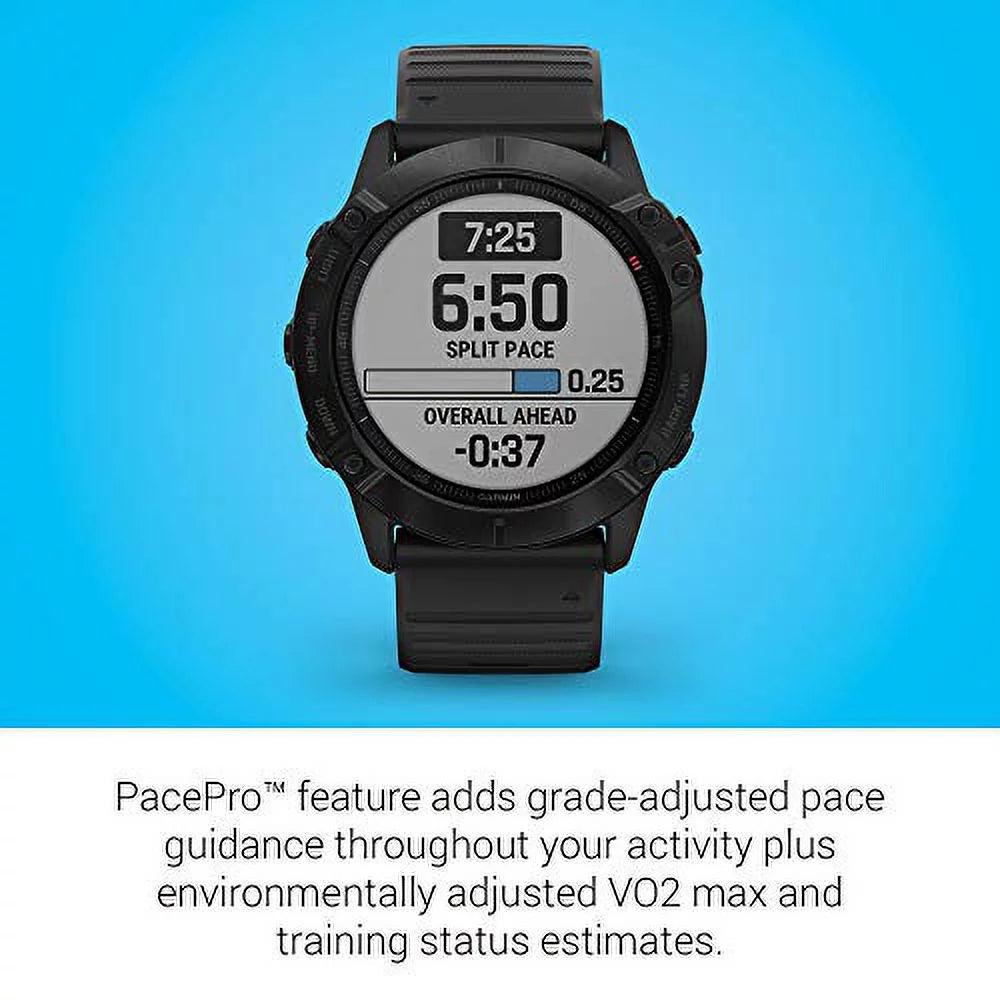 Garmin 010-02157-00 Fenix 6X Pro, Premium Multisport  Watch, Features Mapping, Music, Grade-Adjusted Pace Guidance and Pulse Ox Sensors, Black