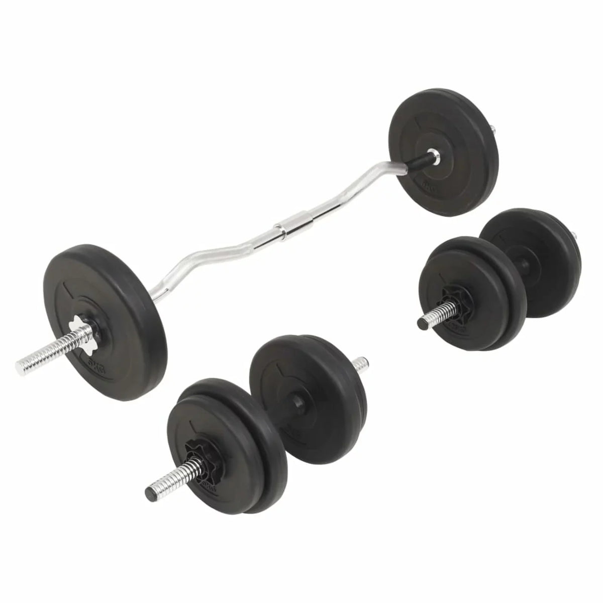 moobody Barbell and Dumbbell Set Weight Plates with Bars 66.1 lb for Strength Training, Weightlifting, Bodybuilding, Fitness, Home Gym