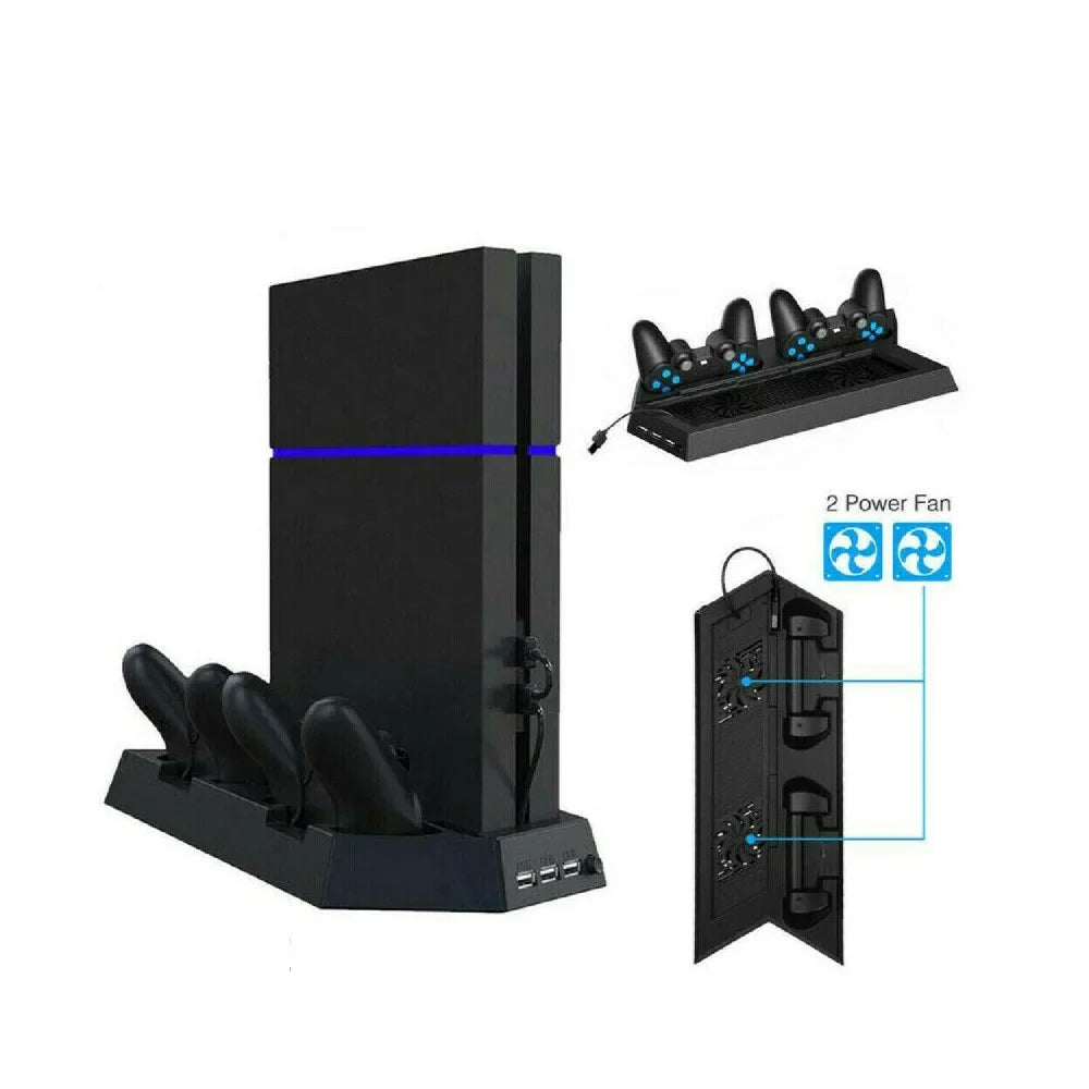 Cooling Station Vertical Stand with 2 Controller Charging Dock PlayStation 4