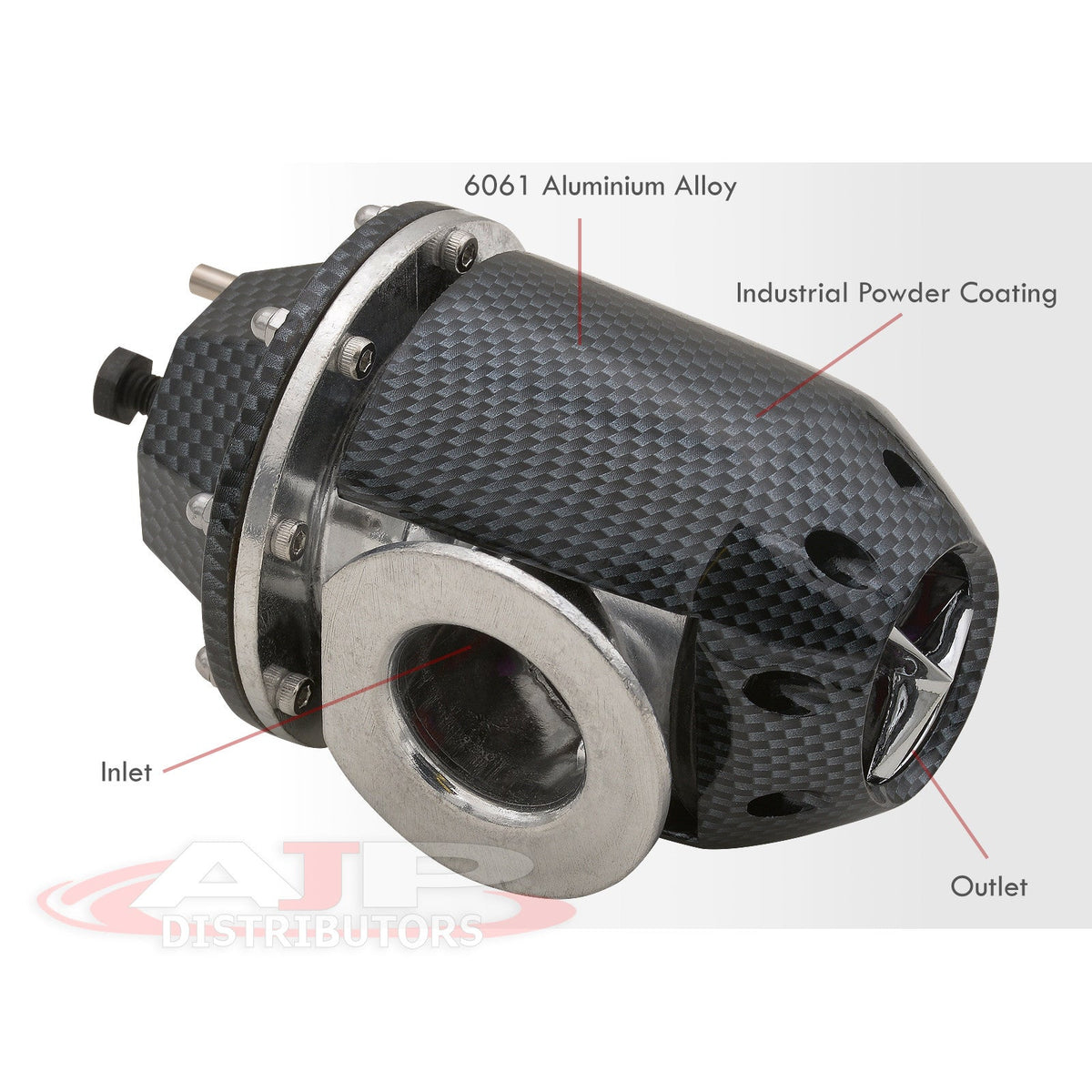 Universal  Style Turbo Blow Off Valve  + Weldable Adapter -Ring Flange Kit (Carbon Fiber) - Billet Aluminum Turbocharger Charger
