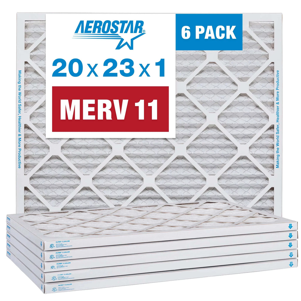 Aerostar 20x23x1  11 Pleated Air Filter,  Furnace Air Filter, 6 Pack