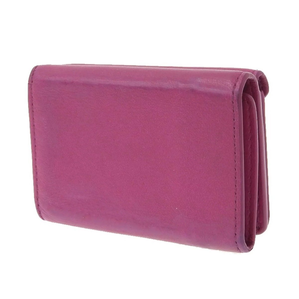 Pre-Owned Balenciaga  paper mini wallet with hook tri-fold leather pink 391446 (Fair)