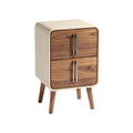Modern Two-Drawer Nightstand with Wooden Legs and Cream Finish