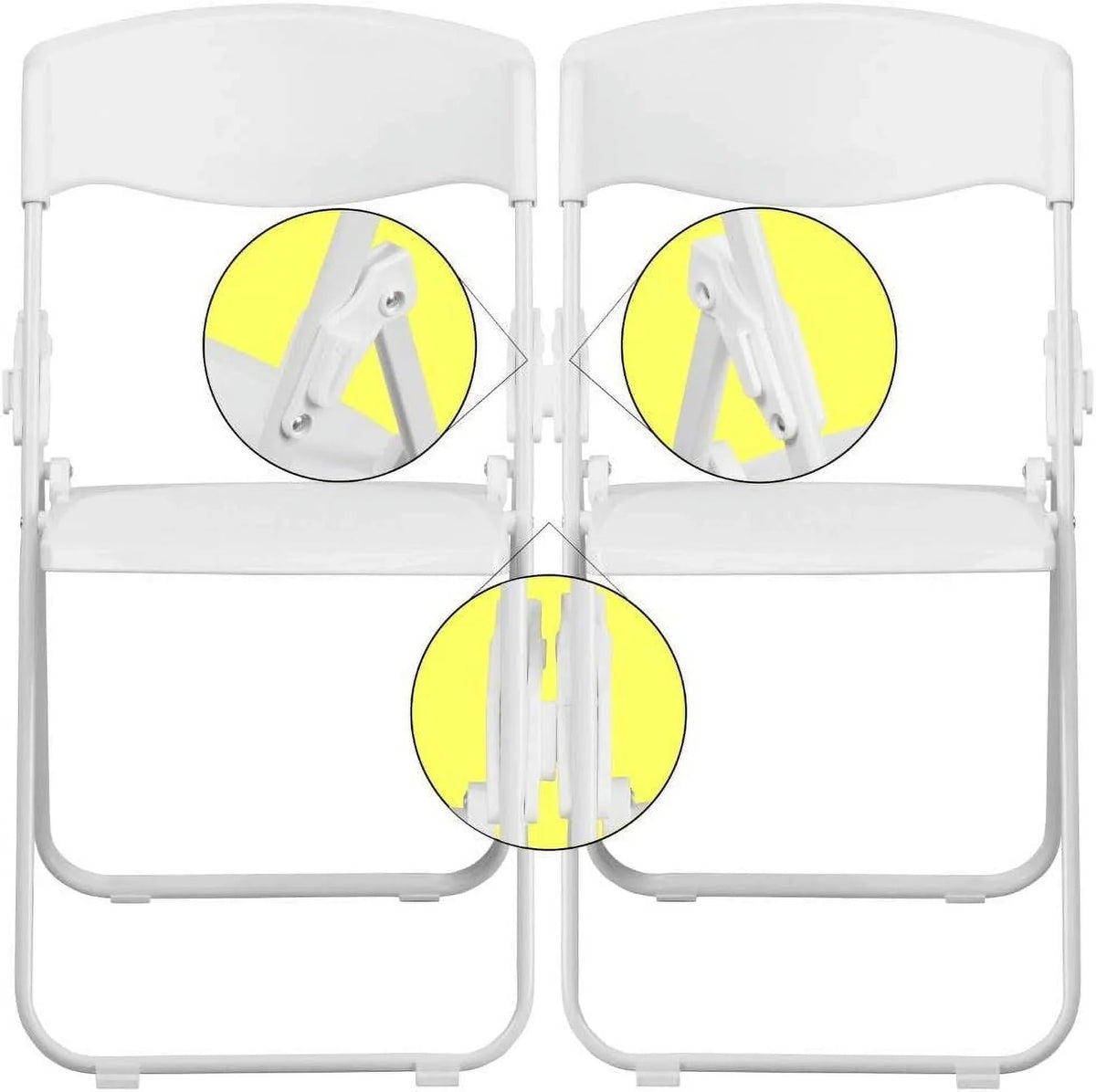 2 Pack  Series 500 Lb. Capacity Heavy Duty White Plastic Folding Chair With Built-In Ganging Brackets