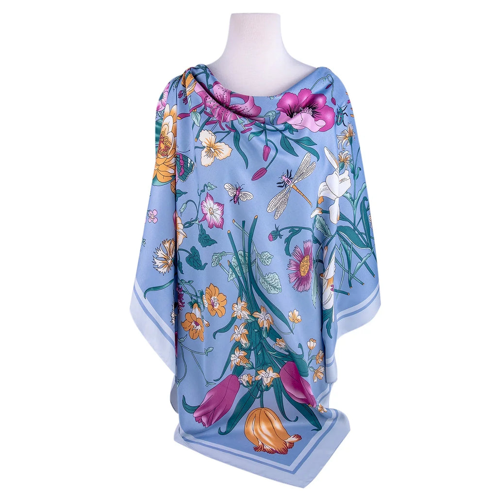 Evening Shawl and Wrap for Women Botany Lilac Silk Shawl 51x51'' (130 * 130 cm) Travel Scarf Tops Fashion Shawl for Wedding