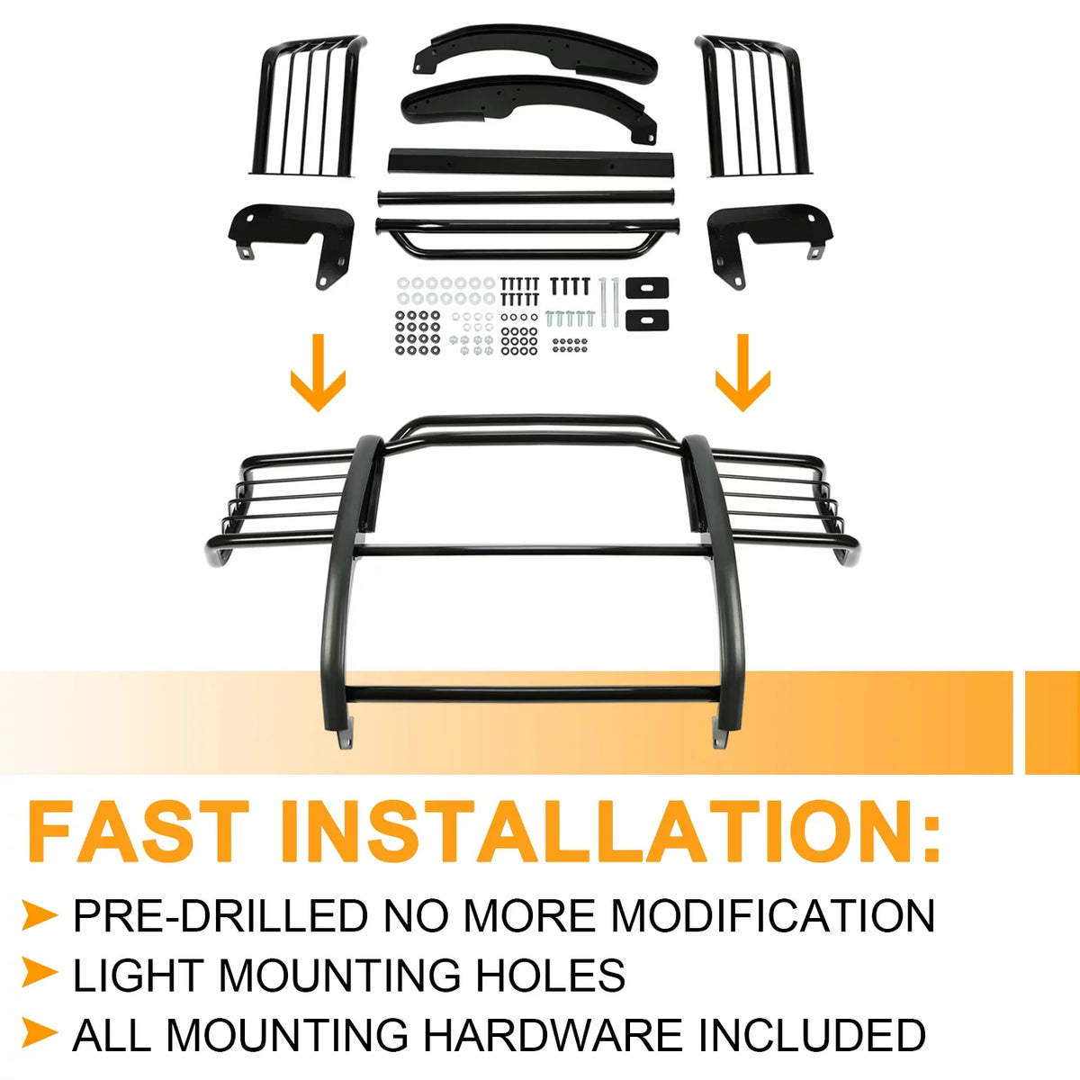 Front Grille Brush Guard Grill for Ford Ranger Mazda  Pickup Truck 2001 02 03 04 05 06 07 08 09 10 11 2012 Powder Coated Black Steel