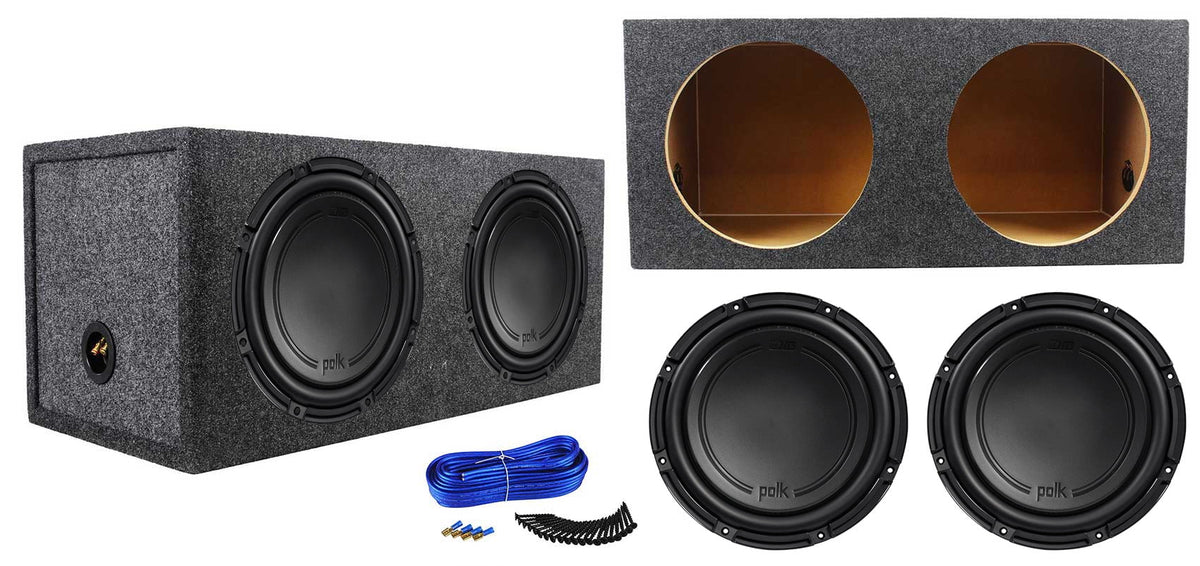 (2) Polk Audio  12” 2220 Watt Car Subwoofers+Sealed Sub Box Enclosure