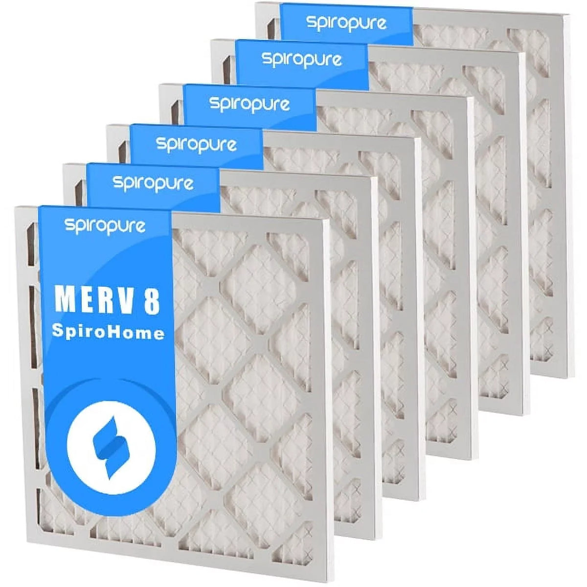 SpiroPure 20X23X1  8 Pleated Air Filters - Made in  (6 Pack)