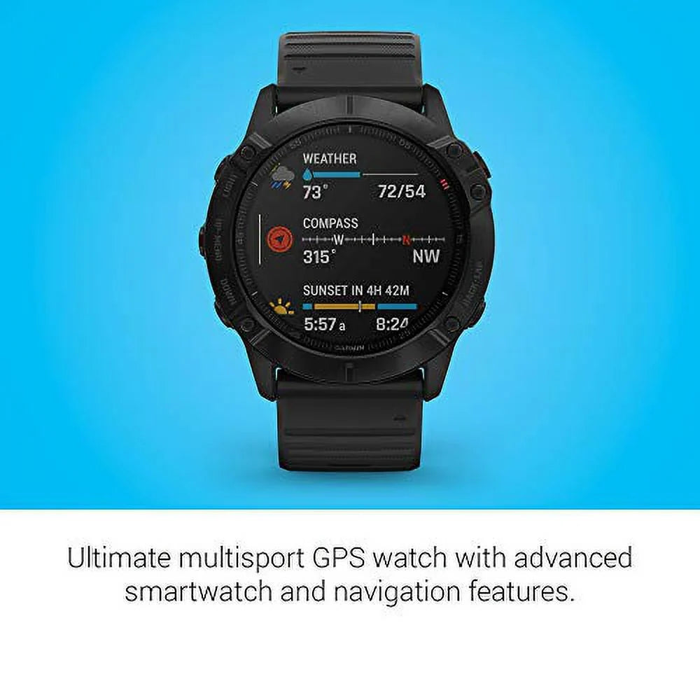 Garmin 010-02157-00 Fenix 6X Pro, Premium Multisport  Watch, Features Mapping, Music, Grade-Adjusted Pace Guidance and Pulse Ox Sensors, Black