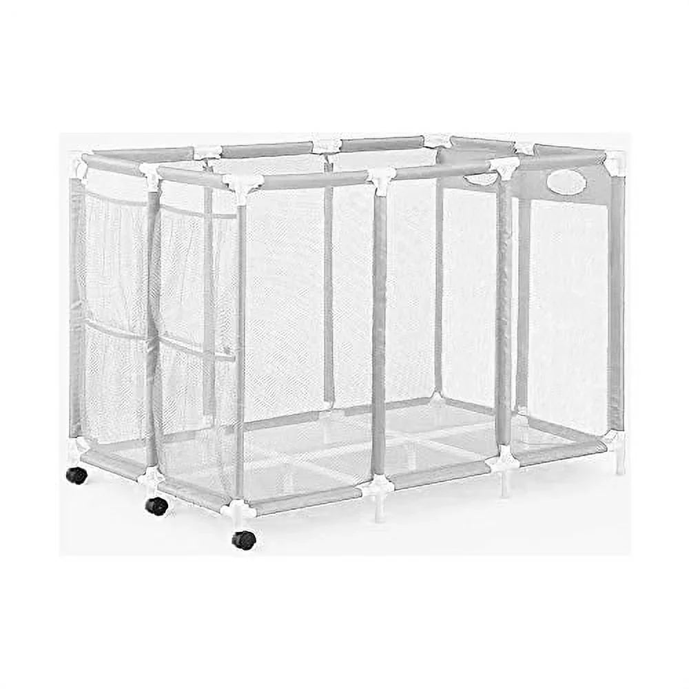 Essentially Yours Pool Noodles Holder, Toys, Floats, Balls and Floats Equipment Mesh Rolling Storage Organizer Bin,, Extra-Large, (47.2"  x 30.2"  x 34" ), White Style 455119