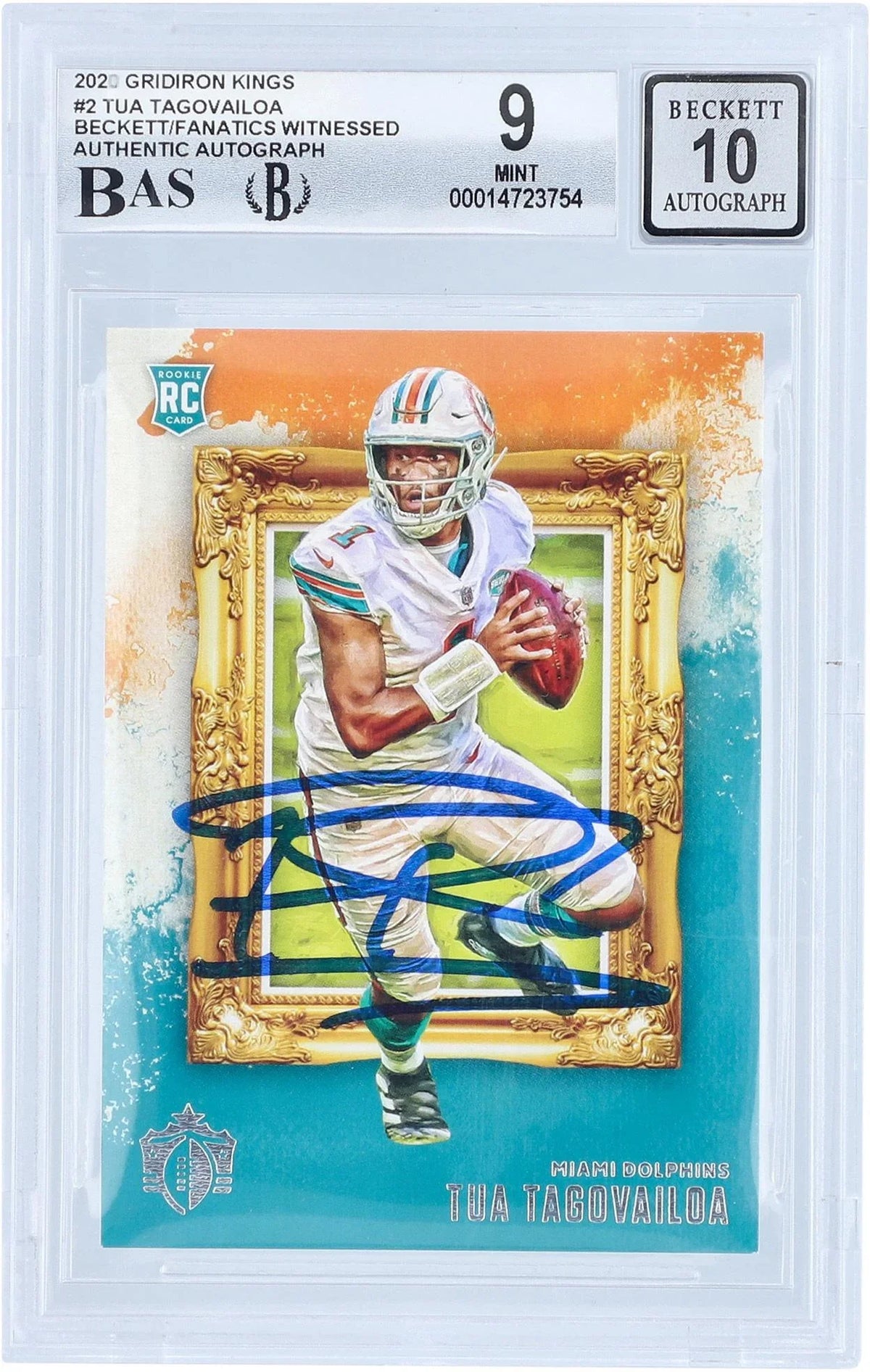 Tua Tagovailoa Miami Dolphins Autographed 2020 Panini Gridiron Kings #-2 Beckett Fanatics Witnessed Authenticated 9/10 Rookie Card - Fanatics Authentic Certified