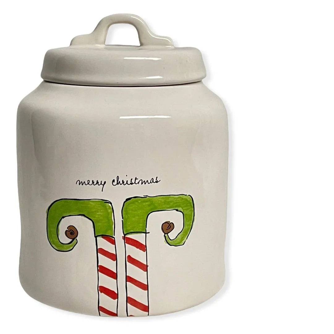 Rae Dunn    White Ceramic  Canister With Black Letters