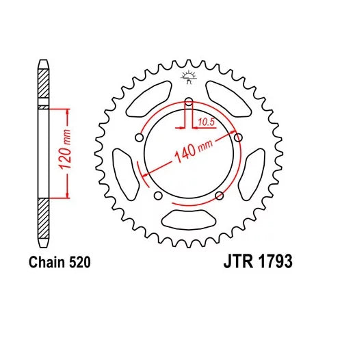 Steel Rear Sprocket 42T fits Street  - 2001-2005