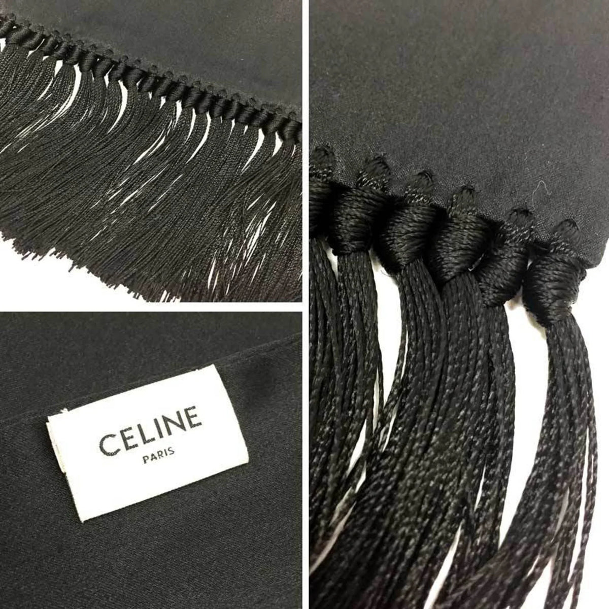 Pre-Owned  Celine Stole Long Scarf Silk Black Muffler aq9190 (Good)