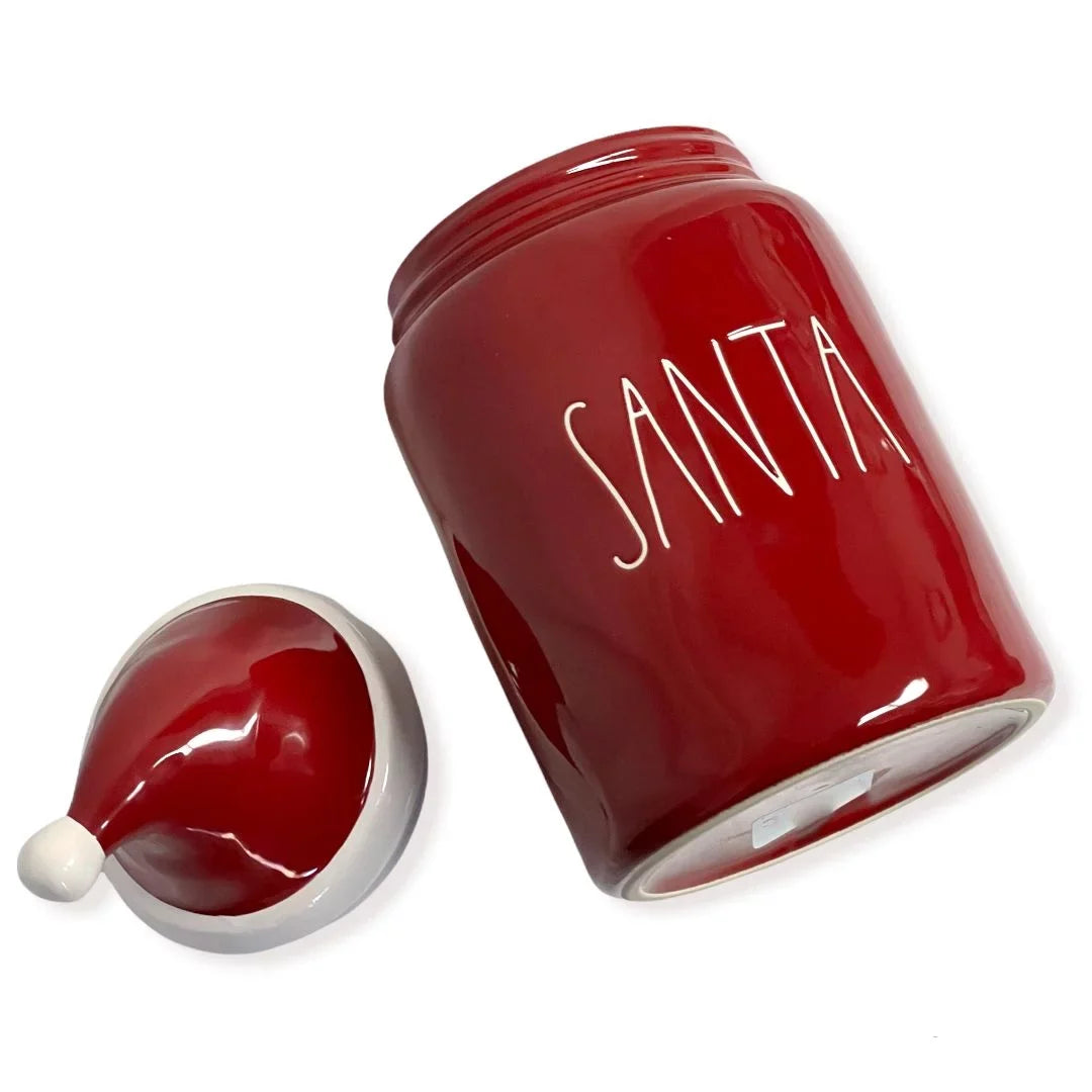 Rae Dunn Red   Font Canister Round Container With Hat Topper
