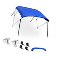 Unique Bargains 600D 3 Bow 6" x 46"Hx61"-66" Bimini Top Stainless Steel Deck Hinges Blue