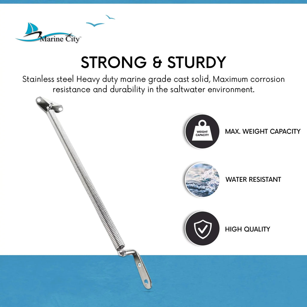 Marine City Stainless-Steel Hatch Spring Adjuster with -Bolt and -Shape Plate 8-1/4 inches or 10-1/4 inches Length: 8-1/4 inches