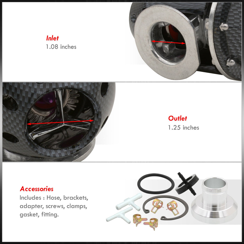 Universal  Style Turbo Blow Off Valve  + Weldable Adapter -Ring Flange Kit (Carbon Fiber) - Billet Aluminum Turbocharger Charger