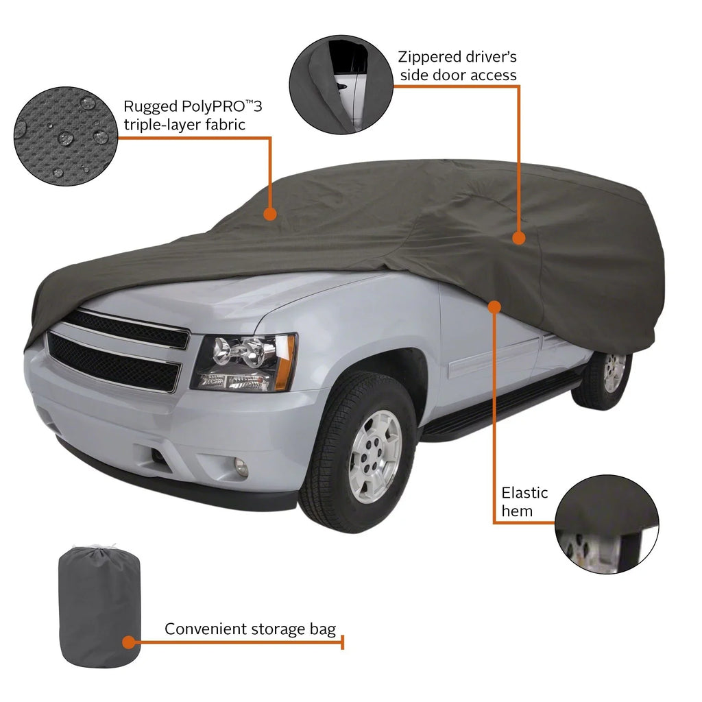 Classic Accessories OverDrive PolyPRO™ 3 Heavy-Duty Car Cover - Compact  or Truck Cover, Up to 187", Charcoal