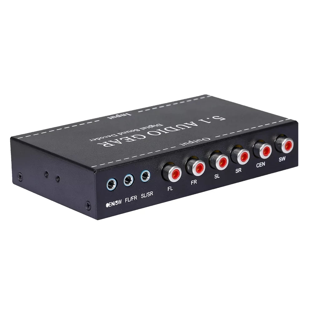 Anself - 5.1 Audio Gear Digital Sound Decoder Audio Converter 3.5mm Audio Output Replacement for Dolby Digital -3 Plug