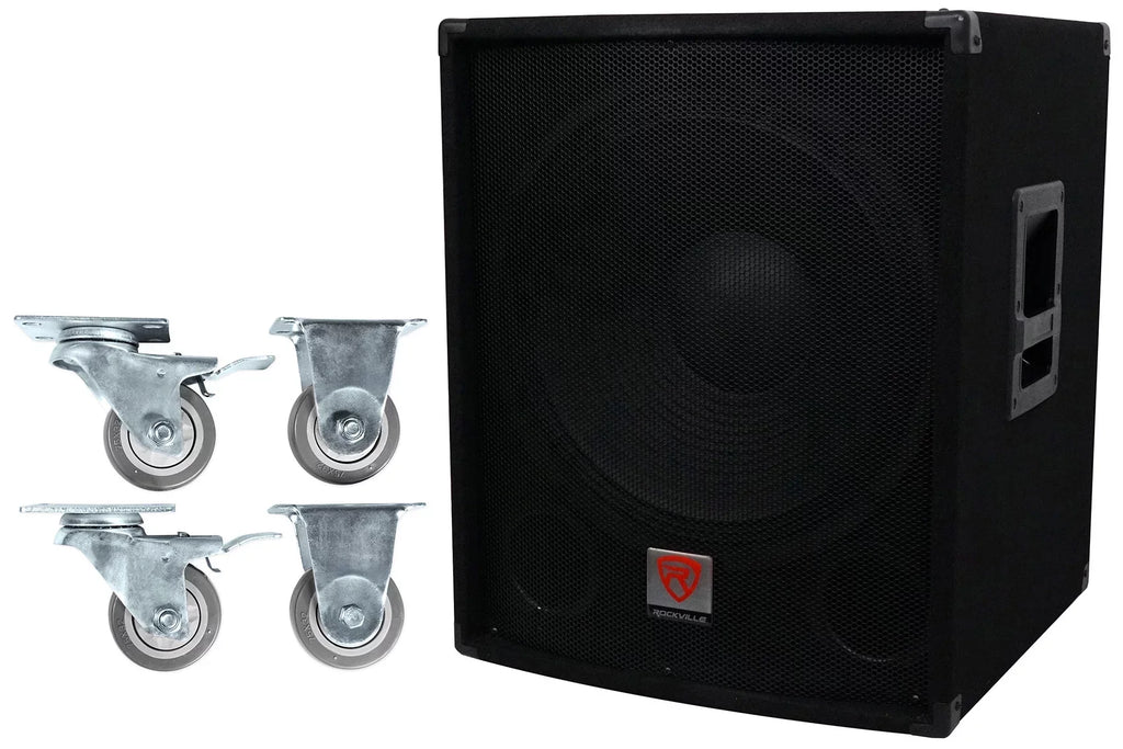 Rockville  18" 1000 Watt Passive 4-Ohm Pro  Subwoofer + Steel Casters