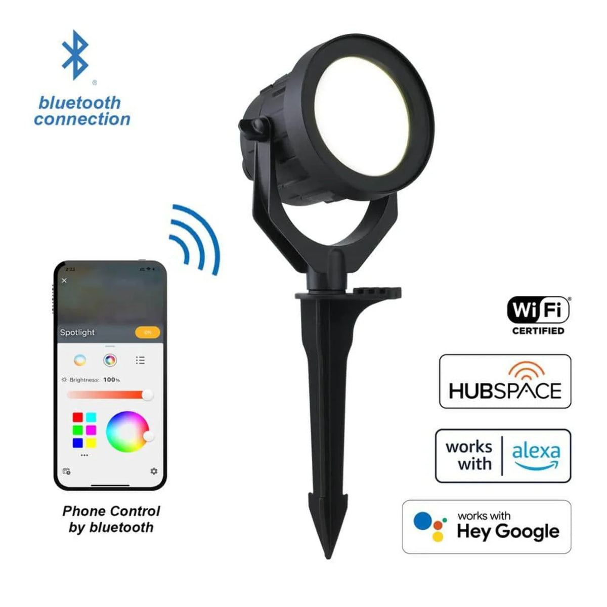 Hampton Bay Low Voltage Black  Landscape Flood Light Powered by Hubspace