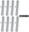 (8)  - 24" White 70V Commercial Column Wall Mount Array Speakers+Amp