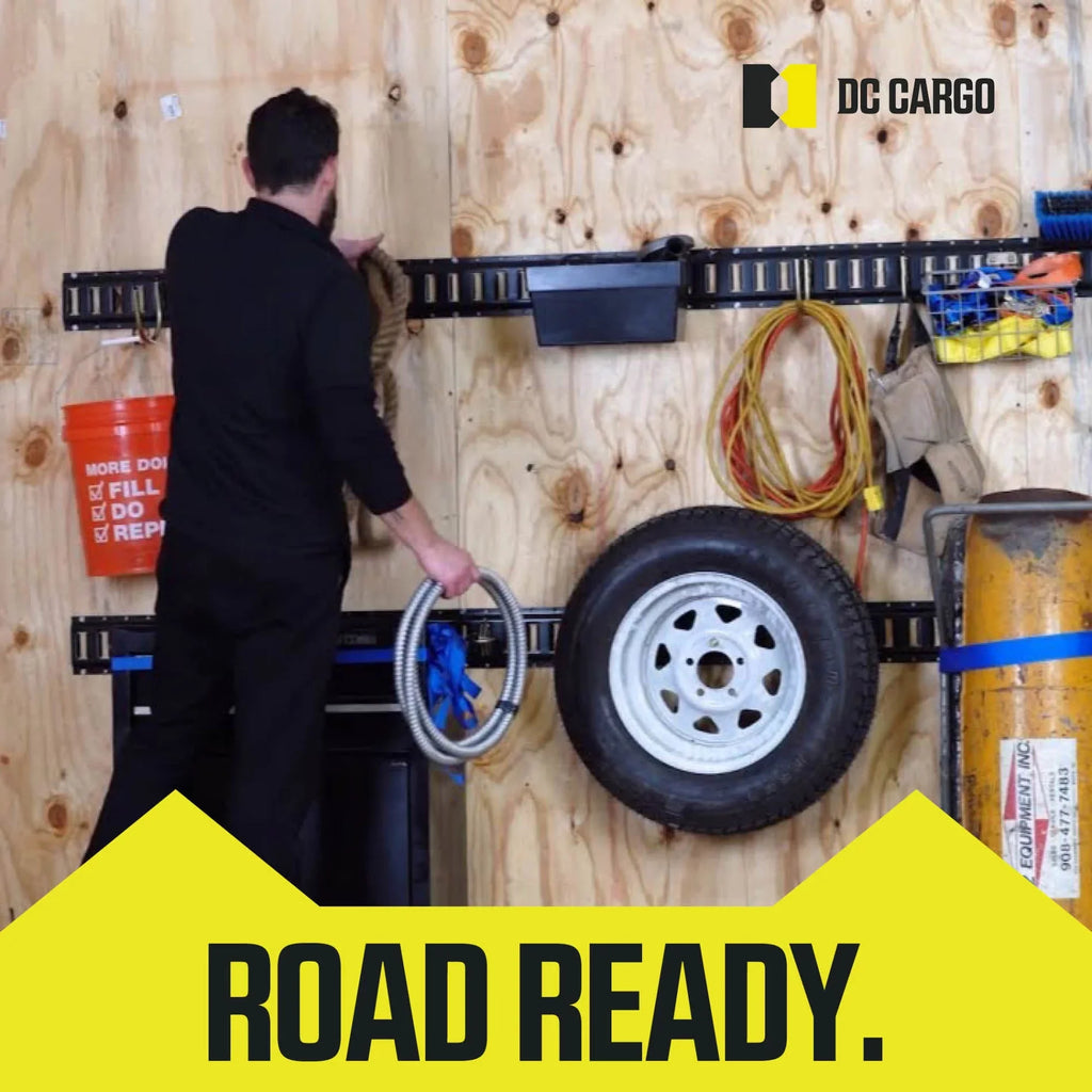 """'-Track TieDown Kit: 4 Wood Beam Sockets, 10  Rings, 8 End Caps, 8 Rope TieOffs. Ideal TieDown Accessories Bundle for Trucks, Warehouses, Docks, Trailers, Boats. -track  included."""